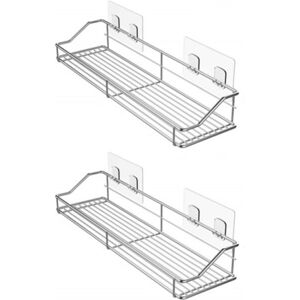 Linghhang - 2pcs Shower Caddy Basket Shelf Bathroom Organizer Kitchen Spice Rack SUS304 Stainless Steel - No Drilling