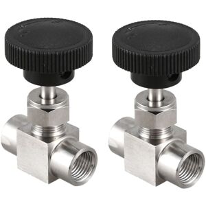 Tlily - 2X 1/4 Inch Equal Thread 304 Stainless Steel Flow Control Shut Off Needle Valve