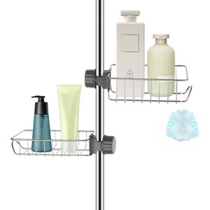 Héloise - 2x Shower Shelf Without Drilling Stainless Steel, Telescopic Stainless Steel Bathroom Shelf, Shower Support Shelf, Soap Dish, Shower Bar,