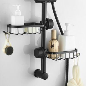 AlwaysH 2x Stainless Steel Shower Shelf Without Drilling, T-Audace Black Stainless Steel Telescopic Bathroom Shelf, Shower Support Shelf, Soap Holder