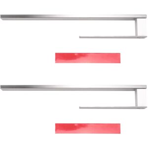 TLILY 2X Stainless Steel Towel Rail - Self-Adhesive Punch-Free 39cm Black Bathroom Towel Holder (Silver)