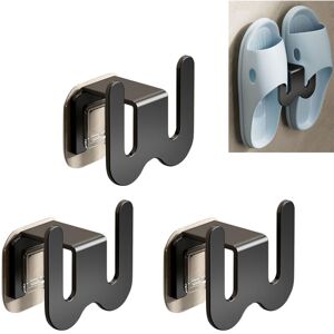 Linghhang - 3 Pack Black Slipper Holders, 3 x 2 Inch Aluminum No Punch Hole Slipper Hanger Rack, Make Your Room Tidy, Used for Bedroom and Bathroom
