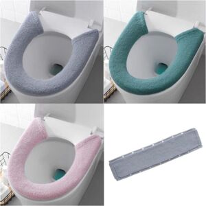 CYSLMUK 3 Pack Soft Thicker Toilet Seat Cover, 3 Colors Button Style, Reusable Washable Closestool Mat for Bathroom, Universal Toilet Seat Mat, Keep Warm