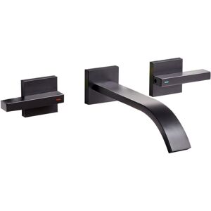 Beliani - 3 Tap Hole Dual Lever Wall Mounted Basin Brass Mixer Tap Black Berraco