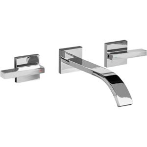 Beliani - 3 Tap Hole Dual Lever Wall Mounted Basin Brass Mixer Tap Silver Berraco