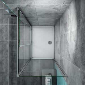 Bathroom Bathroom Sliding Shower Door Enclosure Cubicle 1100x1900mm 8mm nano Glass + 700mm Side Panel + 1100x700mm Tray Waste Free - SKY