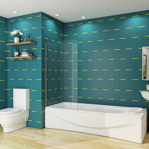 SKY - 800x1400mm Height Corner Fixed Bath Shower Screen Over Bath Square Cut