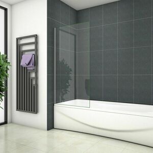 SKY - Bathroom 700x1400mm Height Corner Fixed Bath Shower Screen Over Bath Square Cut
