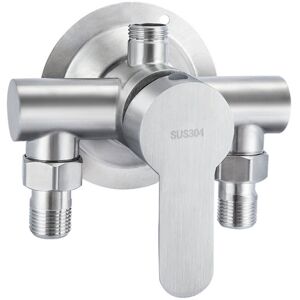 SHUNLI 304 Stainless Steel Hot and Cold Water Mixer Tap Exposed Shower Faucet Inlet and Outlet Pipe Diameter DN15