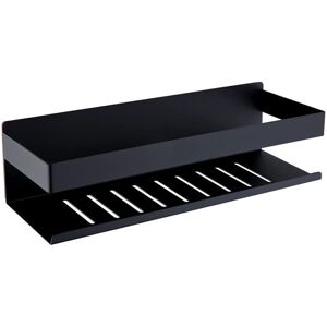 Cyslmuk - 30cm Self Adhesive Shower Caddy, No Drilling Bathroom Shelf, SUS304 Stainless Steel Self Adhesive Shower Caddy, Matte Black
