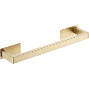 LINGHHANG (35.5cm)Stainless Steel Self Adhesive Towel Rack for Bathroom with Single Bar Square Pattern Brushed Gold