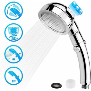 ZVD - 360° Rotatable Shower Head - Handheld Anti-Limescale Shower Head with 3 Modes High Pressure Water Saving, abs Stainless Steel Bathroom Shower