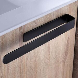 Linghhang - 37cm Bathroom Towel Holder Black Stainless Steel Towel Bar Adhesive Towel Rack