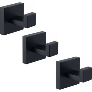 Cyslmuk - 3pcs Matte Black Towel Hook, 304 Stainless Steel Robe Hook, Towel Holder, Modern Industrial Style Bathroom Wall Hook