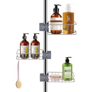 Linghhang - 3pcs Shower Soap Holder for Stainless Steel Shower Rod, Rustproof Shower Shelf without Drilling, Shower Storage without Drilling, Porta