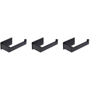 TLILY 3X Toilet Paper Holder Matte Black, Toilet Tissue Roll Holders Dispenser and Hangers Wall Mounted for Bathroom & Kitchen