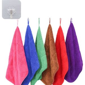 Csparkv - 40 x 30 x 0.2cm,with hooks)6pcs Hanging Hand Towels Coral Fleece Microfiber Hand Towels for Kitchen
