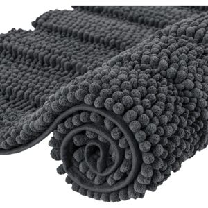 CSPARKV 40×60cm, Grey Extra Absorbent Bath Mat Microfiber Chenille Shower Mat Machine Washable
