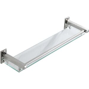Ikodm - 40cm Bathroom Shelves Glass Shower Shelf Wall Mounted Shower Storage Rack with Shelf, Rectangular Tempered Glass
