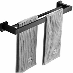 Linghhang - 40cm Matte Black Towel Double Bar Towel Rack Stainless Steel Wall Mount 2 Bars Bathroom Shelf Bathroom Accessories