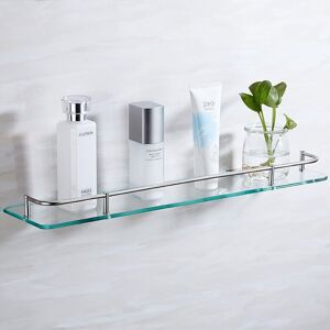 GROOFOO 40CM Wall Mounted Glass Shower Storage Caddy for Bathroom