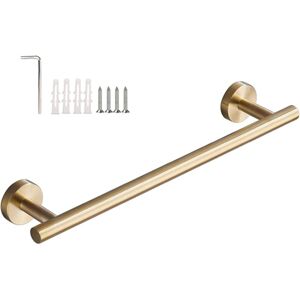 Ikodm - 40cm Wall Mounted Towel Rack Brushed Stainless Steel Gold Bathroom Accessories