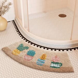 Cyslmuk - 40x75cm Corner Bath Mat Non Slip Absorbent Soft Comfortable Rounded Quadrant Shower Mat Washable, Scalloped Bath Mat