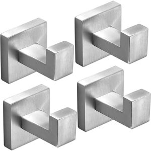 BEIJIYI 4pcs Brushed Nickel Bathroom Hooks, Bathroom Towel Hooks, Wall Mounted Robe Hooks, SUS304 Stainless Steel