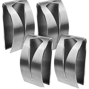 Cyslmuk - 4PCS Silver Kitchen Towel Holder Self Adhesive Grabbers, Stainless Steel Kitchen Towel Hooks, No Drilling Wall Mounted Towel Rack Towel