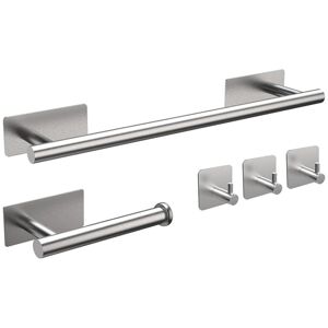 LINGHHANG 5 Piece Bathroom Accessories Set, Towel Bar, Toilet Paper Holder, Wall Hook, Brushed Stainless Steel