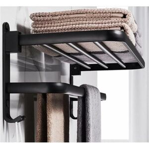 Ymyny - 50 cm Bathroom Towel Rail - Wall Mounted Hotel Style Double Towel Bar - Table Stand - Matte Black
