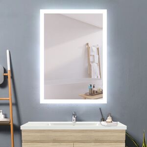 Acezanble - 500x700 Rectangular Heated Bathroom Mirrors with Touch Lights,Wall Mounted,IP44,Vertical or Horizontal