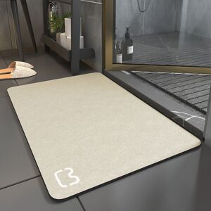 CYSLMUK 60x90 Non-Slip Bath Mat Super Absorbent Diatomite Bathroom Mat Microfiber Bathtub Mat Shower Mat Soft Quick Drying (Beige)