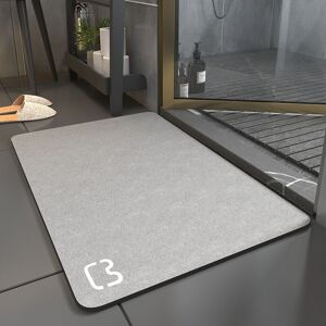 CYSLMUK 60x90 Non-Slip Bath Mat Super Absorbent Diatomite Bathroom Mat Microfiber Bathtub Mat Shower Mat Soft Quick Drying (Grey)