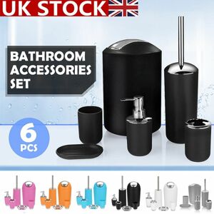 Dewdat - 6pcs 3 Colors Bathroom Set Bin Soap Dispenser Toothbrush Holder Goblet (White)