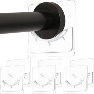 Linghhang - 6Pcs Shower Rod Holder, Wall Mounted Adhesive, Drill-Free Installation, Adhesive Rod Mounting Bracket, No Drilling, Clear (Shower Curtain