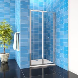 AICA SANITAIRE 1000mm Bathroom Bi Fold Shower Door Enclosure Glass Screen + 1000x900mm Tray Waste