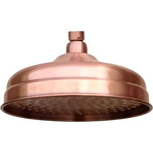 Tonchean - 8 Inch Round Antique Red Copper Shower Head Rainfall Shower Head Extension Tube Wall Mounted Arm Bathroom Accessories