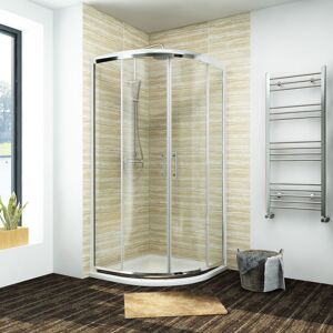 800 x 800 mm Quadrant Shower Cubicle Enclosure Glass Sliding Door with Stone Tray + Waste - Elegant