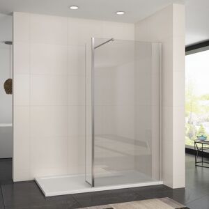 800mm Walk In Shower Enclosure 8mm Easy Clean Glass Wet Room Screen Panel with 1400 x 800 mm Shower Tray and 300mm Return Panel - Elegant