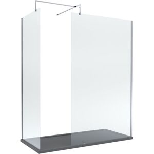 Balterley - 8mm Glass Walk In Wetroom Screens with Chrome Profile and Slate Grey Shower Tray - 1700 x 900mm
