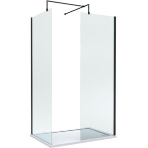 Balterley - 8mm Glass Walk In Wetroom Screens with Matt Black Profile and White Shower Tray - 1200 x 700mm
