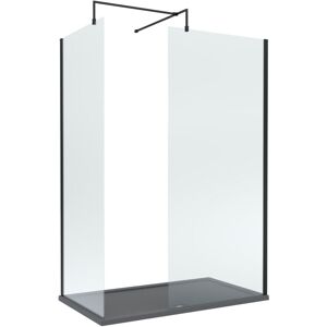 Balterley - 8mm Glass Walk In Wetroom Screens with Matt Black Profile and Slate Grey Shower Tray - 1400 x 900mm
