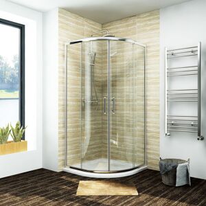 900 x 900 mm Quadrant Shower Enclosure Cubicle 6mm Easy Clean Glass Door Right Entry + Stone Tray + Waste Trap - Elegant