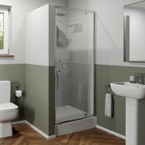Luxura - 900mm Pivot Shower Door 6mm Glass Anti Slip Easy Plumb Raised Tray Bathroom