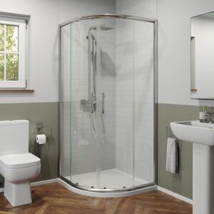 Luxura - 900x900mm Quadrant Shower Enclosure 6mm Glass Walk In Cubicle Framed Tray Waste - Clear