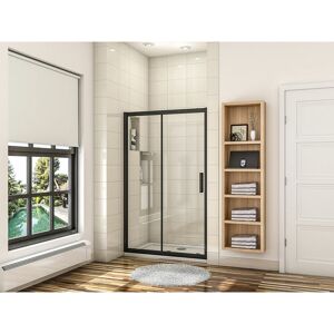 1000x1950mm Sliding Shower Door Black Frame 6mm nano Glass Shower Enclosures - Acezanble