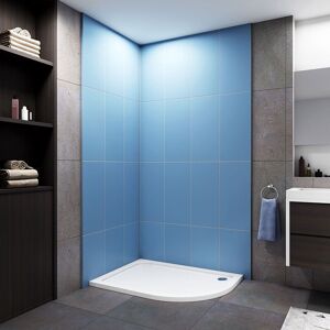 Acezanble 1000x900x30mm Offset Quadrant Walk in Shower Enclosure Stone Tray Right Side