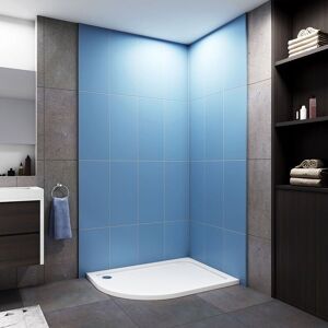 Acezanble 1000x900x30mm Offset Quadrant Walk in Shower Enclosure Stone Tray Left Side