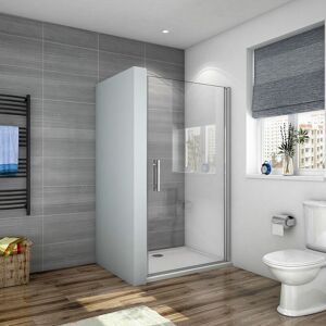 900x1850mm Frameless Pivot Shower Door Enclosure 6mm Glass Screen with 900x760mm Stone Tray Free Waste - Acezanble